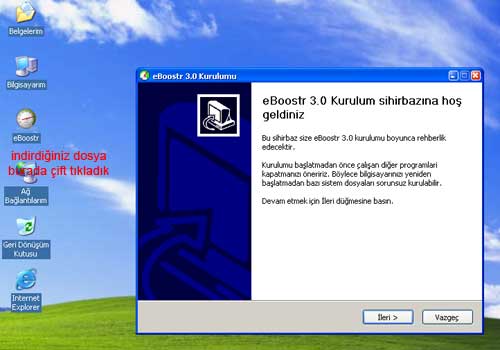 eBoostr 3.0 yükleme ekranı