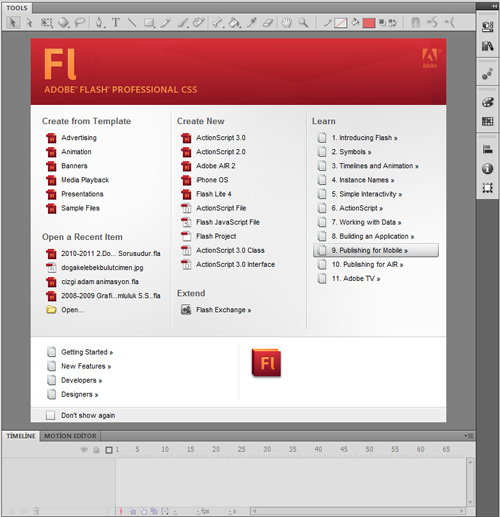 Flash.CS5.Acilis.Ekrani
